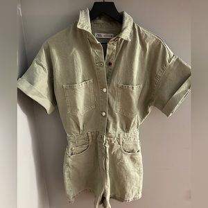 Light Green Zara Jumpsuit with Shorts (S)